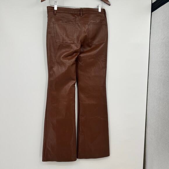 Aritzia Wilfred The Melina Faux Leather Straight Leg Pants Cognac Brown size 6 - Picture 6 of 12